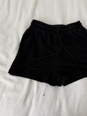 black lounge shorts   size medium   details: -tie waist  -high rise  -color: bla